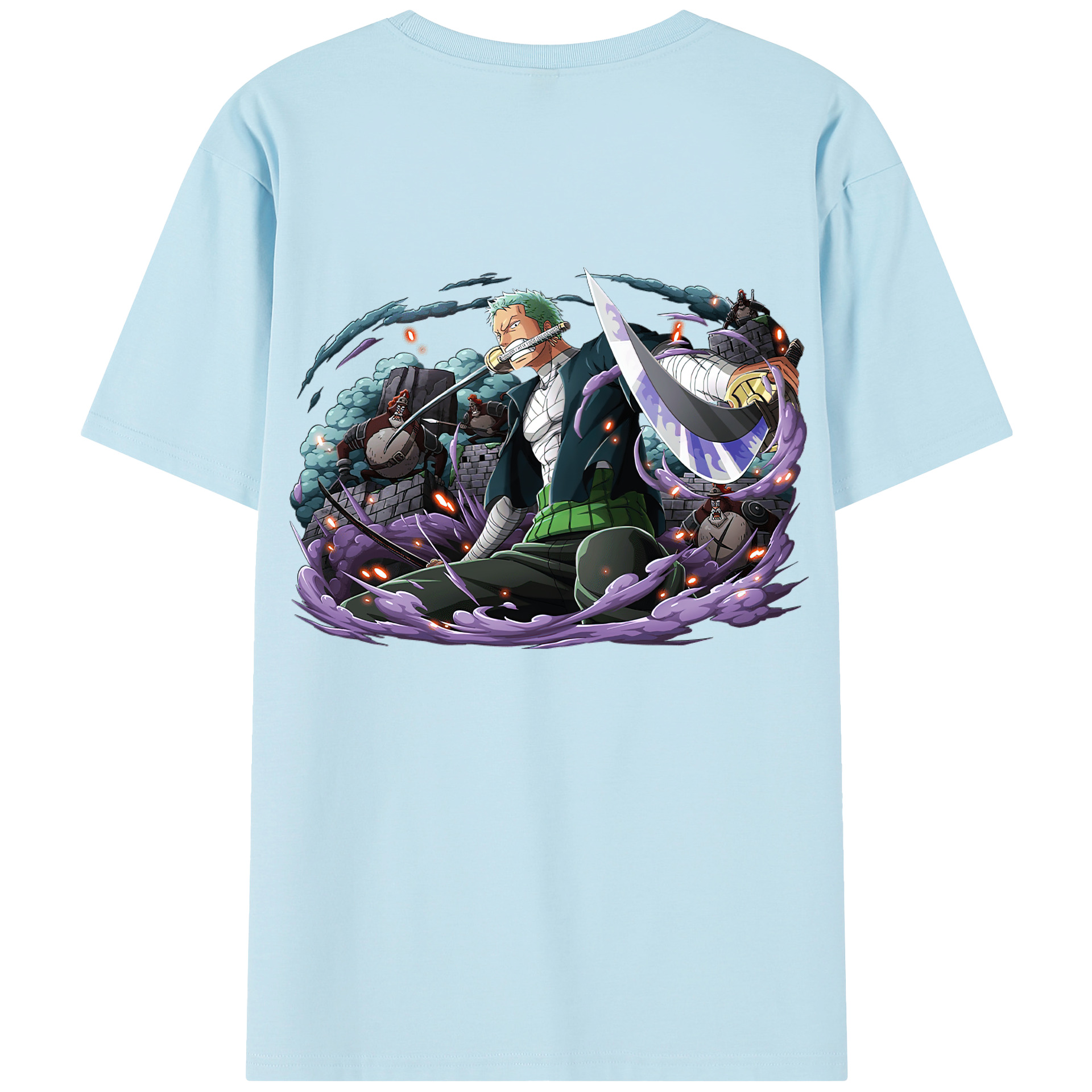 ワンピース ロロノア・ゾロ ONE PIECE Roronoa Zoro 綿100％半袖Tシャツ（背面プリント）